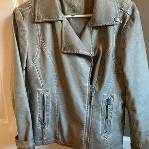 *LIKE NEW* Sage Green/Gray Leather Jacket!